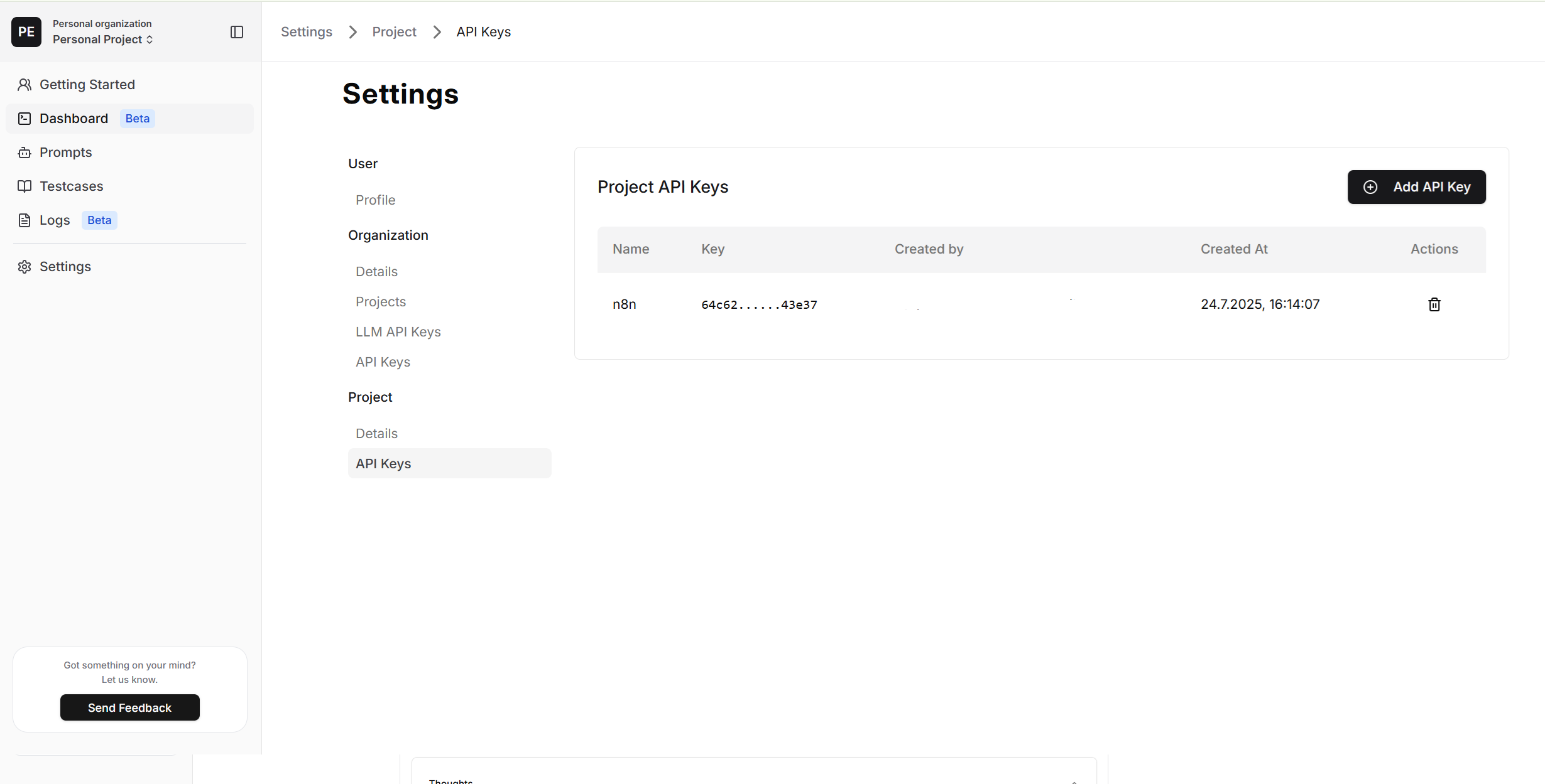 Create API Key